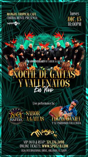 TONIGHT Noche de Gaitas & Vallenato en Mangos Orlando